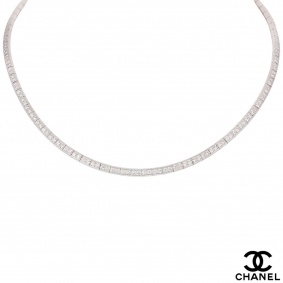 Chanel White Gold Diamond Tube Necklace